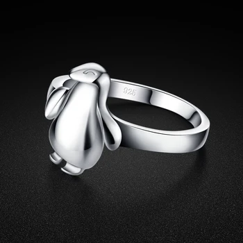 

2020 Cute Animal Rings For Girls Fashion 100% 925 Sterling Silver Penguin Ring Solid Silver Woman jewelry gift wholesale