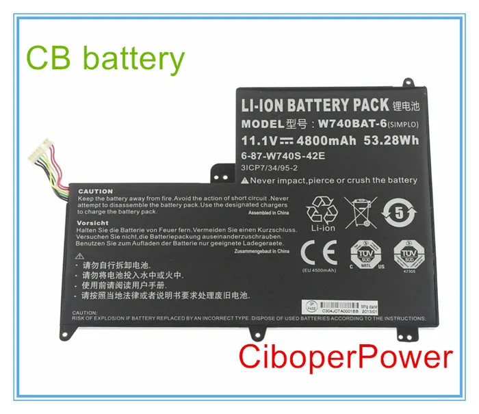 

11.1V 53.28Wh Original quality Battery for W740BAT-6 6-87-W740S-42E 3ICP7/34/95-2 S413 W740SU X411