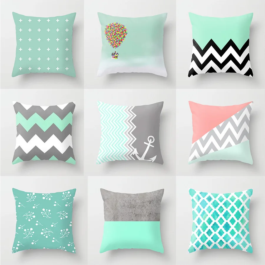 

Pillow case 45 * 45 Nordic ins geometry wavy printed polyester pillowcase square decorative pillowcase