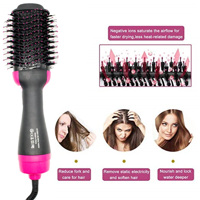 One Step Hair Dryer Brush Volumizer, ManKami Salon Hot Air Paddle Styling Brush Negative Ion Generator Hair Straightener Curler