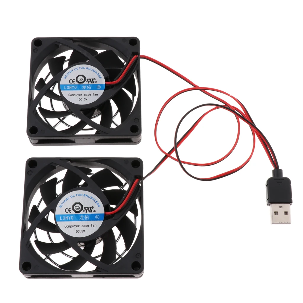 Computer Case Fan USB Radiator Cooling Heatsink with 2 Fans 7cm for Router Desktop PC Video Game Console Universal