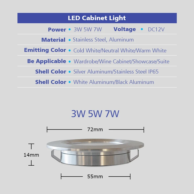 LED Downlight Recessed Ceiling Spotlight for Outdoor Bathroom Cabinet