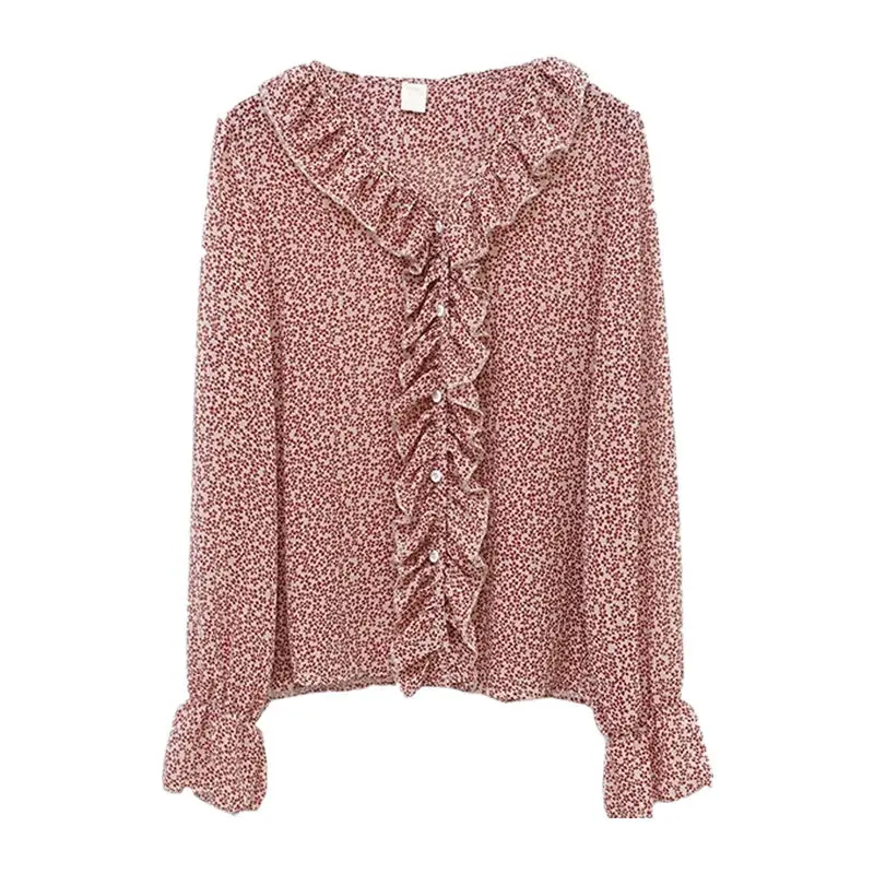

Vy1221 2021 spring summer autumn new women fashion casual chiffon shirt woman female OL vintage long sleeve flower shirt women