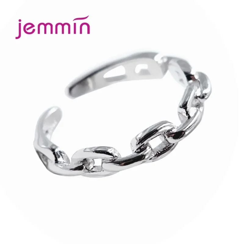 

Geometric Antique Chain Open Ring 925 Silver Adjustable Size Rings For Women Fingers New Trendy Vintage Jewelry Gift