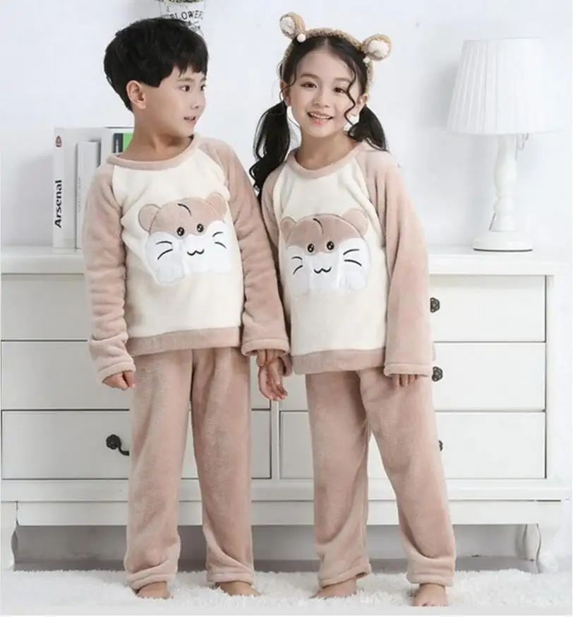 style 1 Детский комплект одежды Детская домашняя одежда фланелевые детские пижамы детская одежда для сна для мальчиков и девочек зимняя теплая пижама с длинными рукавами - Цвет: style 1