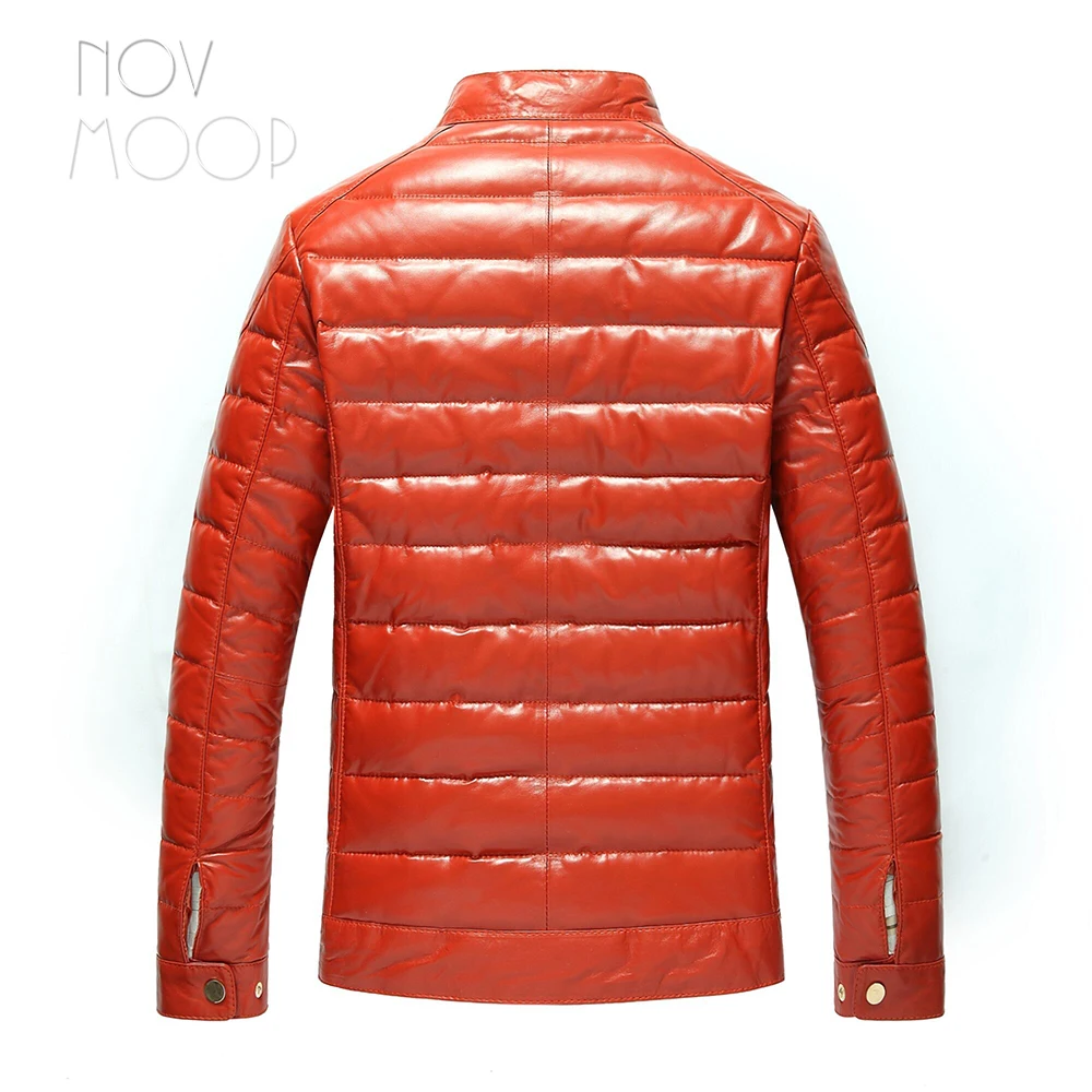 Novmoop Канада шикарный Повседневный стиль зимняя куртка на молнии из утиного пуха Мужское пальто из натуральной кожи doudoune homme moda masculina LT2831