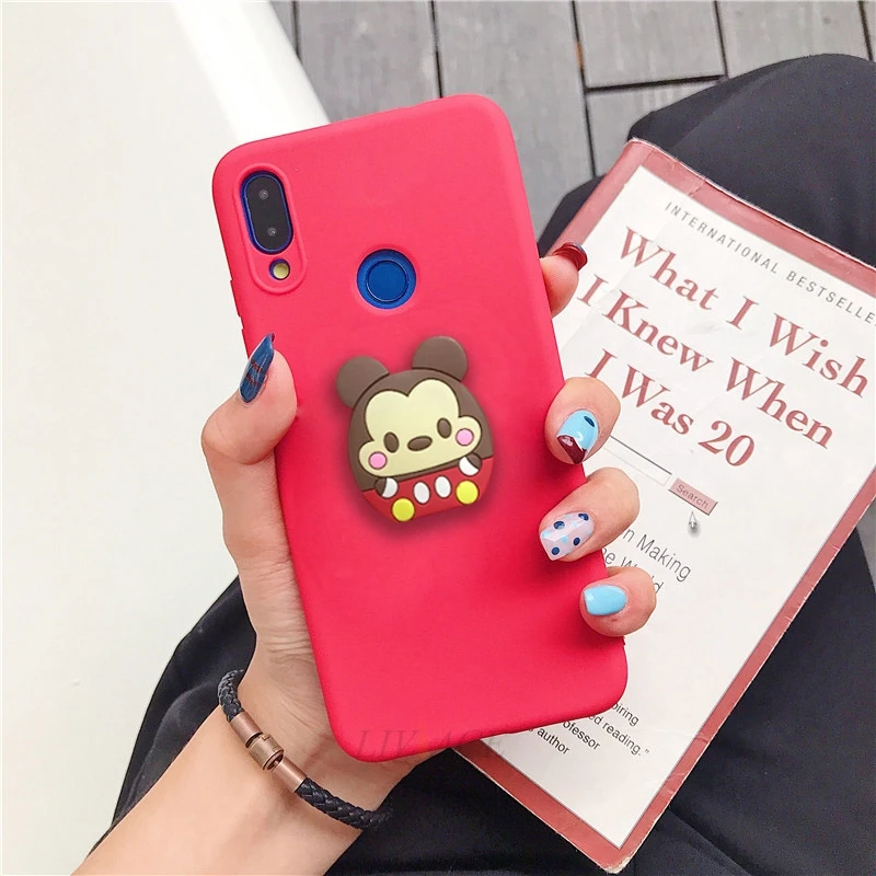 Чехол-держатель для телефона с 3D рисунком для oppo realme xt x2 pro x lite q 3 5 pro c2 c1 мягкий силиконовый чехол-подставка с милым животным - Цвет: red case mouse