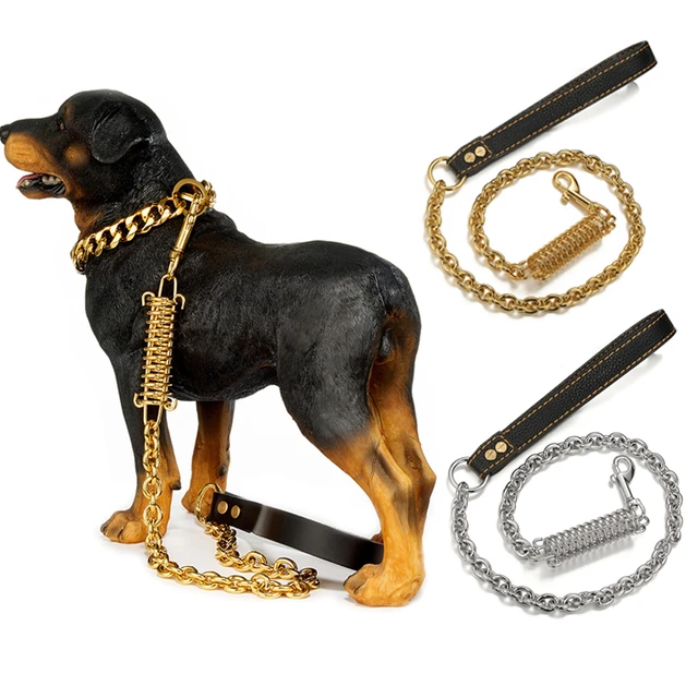 Stainless Steel Dog Chain Gold Dog Collar Choker Pet Supplies Accessory  Rope