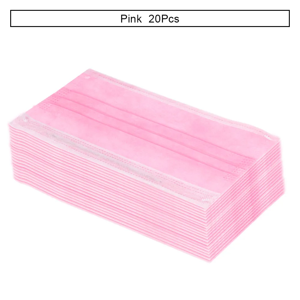 Pink 20 pcs 10/20/50 шт ресниц для наращивания уход за кожей лица Маска Анти-пыль одноразовый нетканый 3 слоя рта/горячий воздух с эластичная петля уха - Цвет: Pink 20 pcs