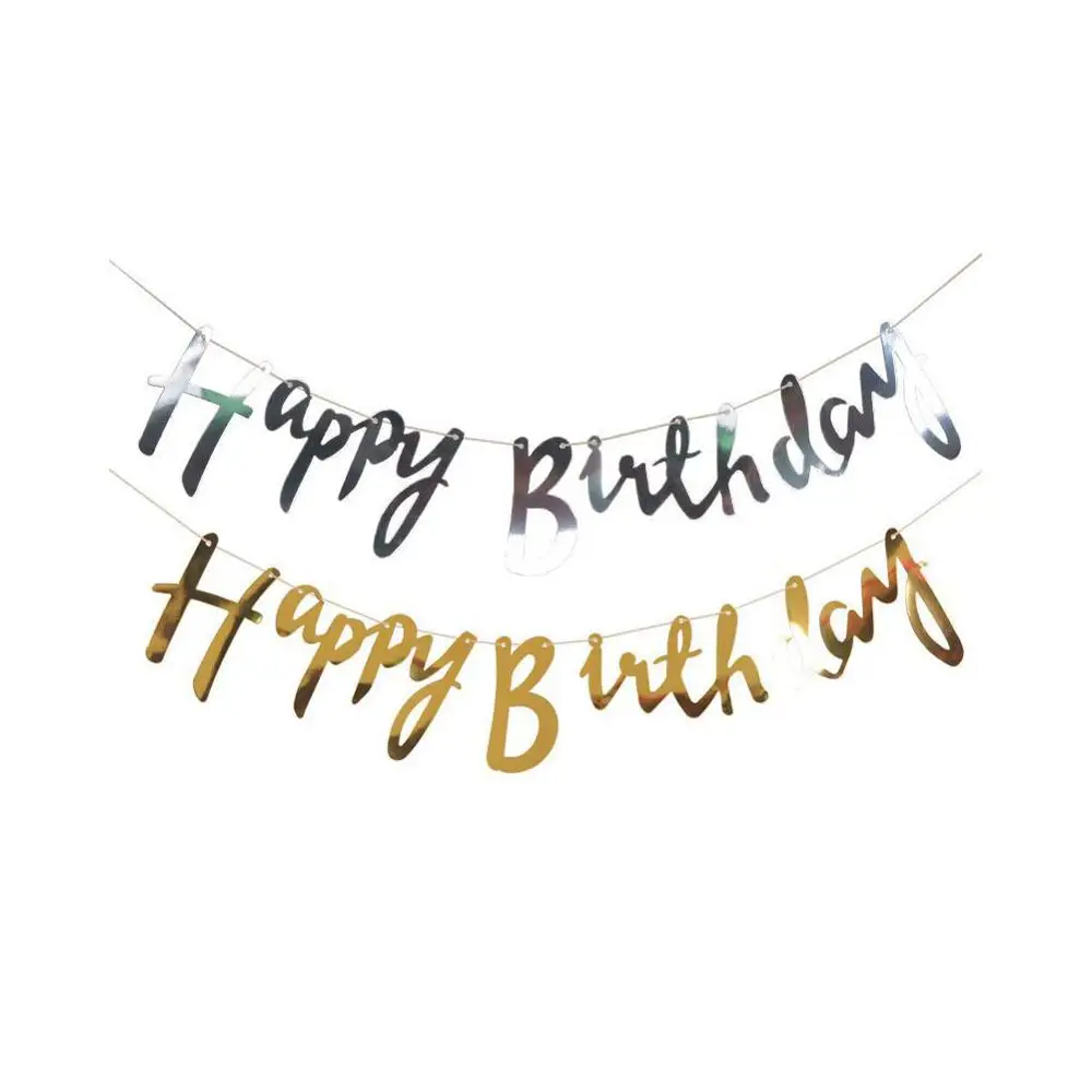 

Siamese Happy Birthday Letter Banner Flag/Birthdays Dress Up Bronzing Pull Flowers/Paper Material/DIY Family Decoration