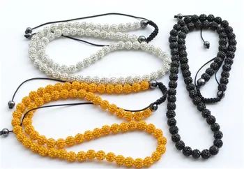 

Promotion!12mm white gold micro pave CZ Disco Beads black crystal Necklace For fashion Wholesale Gift
