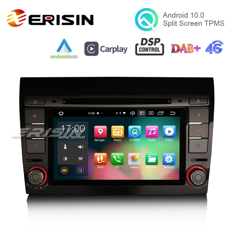 Erisin ES8171F 7 &quotAndroid 10 0 автомобильный DVD CarPlay &amp Auto GPS TPMS DAB + DSP DVR Canbus для FIAT BRAVO