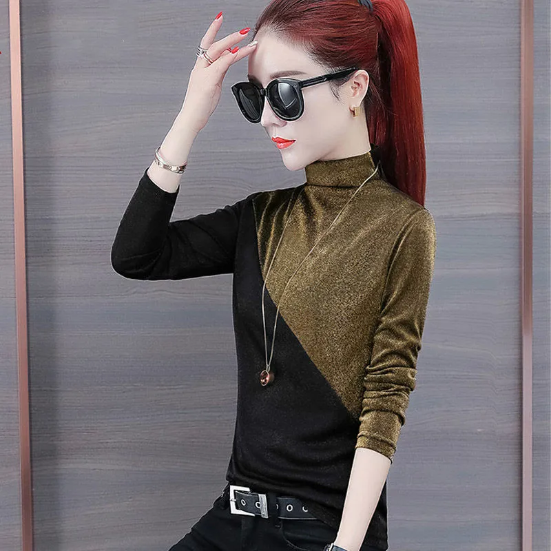 

New season and a half high collar with wool top female western style small unlined upper garment of a T-shirt tight joker more w