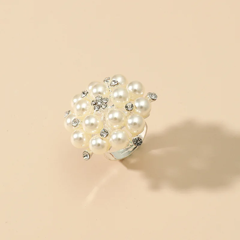 Korean Style Pearl Zircon Ring Wedding Rings Finger Rings Womens Ring for Women Girl