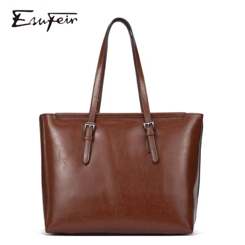 

New Oil Wax Leather Women Handbag Large Capacity Tote Bags Genuine Leather Female Shoulder Bag Simple Purse Bags for Women 2019