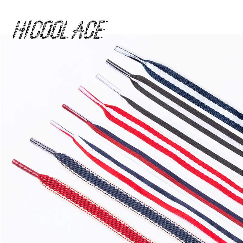 2022 New 1CM Wide Polyester Shoe Laces Red White Blue Mixed Color Shoelaces Women Colorful Sports Casual Shoes Laces 12 Colors