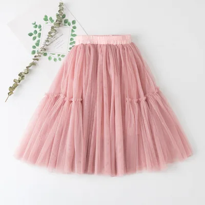 3-13yrs Big girls tutu skirt princess embroidery girls skirts Princess Tulle Skirt Ball Gown children clothes - Цвет: pink