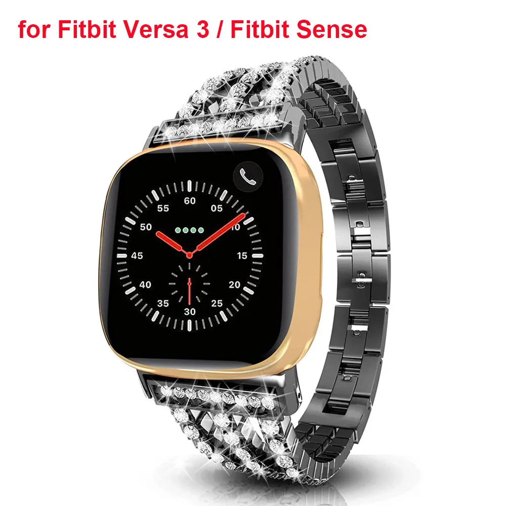 Женский роскошный ремешок для часов Fitbit Versa 3/ Sense металлический блестящий