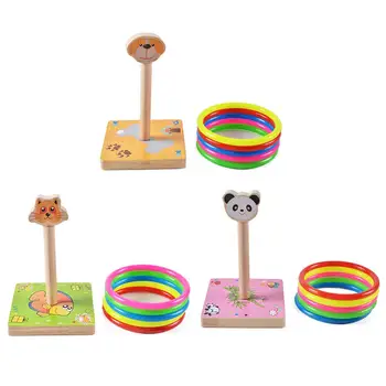 

Wooden Animal Ring Toss Game Ring Toss Stand With 5 Throwing Rings For Kids Family Fun Games Outdoor Set Funny Kids Sport Gift