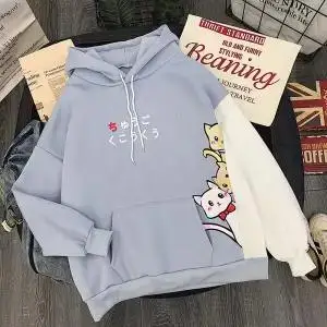Женские толстовки с капюшоном, осенне-зимний пуловер с длинными рукавами, Femme, с рисунком кота, Harajuku, толстовки, Kawaii, осенняя толстовка с капюшоном для девочек - Цвет: 1