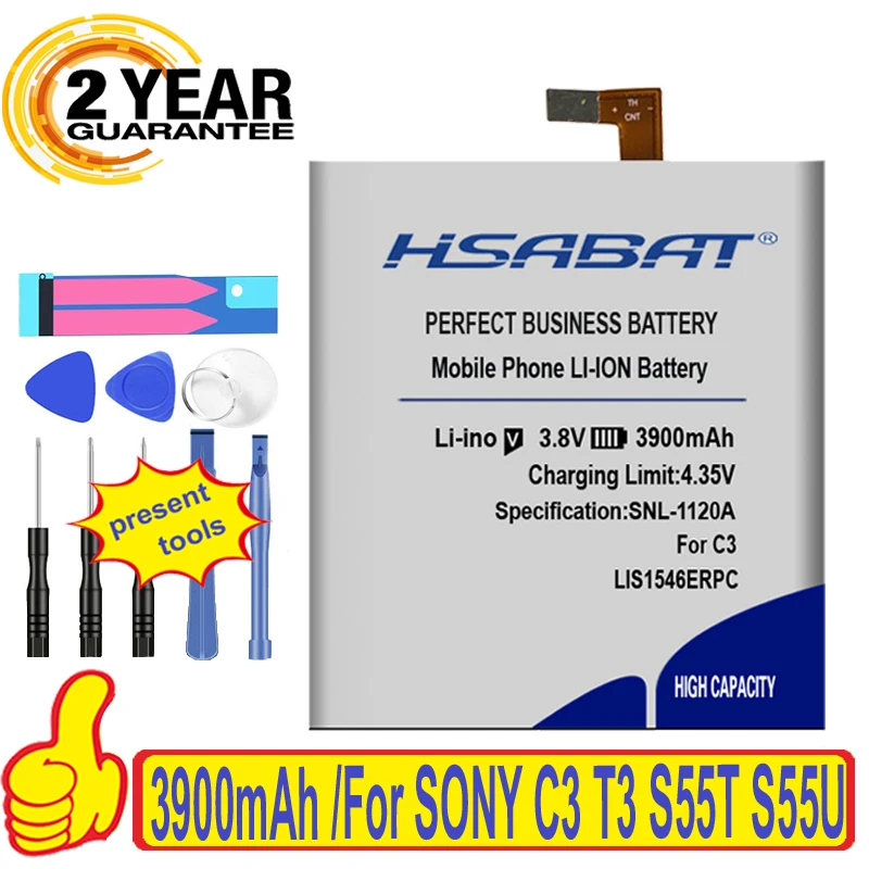 Аккумулятор HSABAT 3900 мАч для Sony Xperia C3 T3 S55T S55U D2502 D2533 M50W D5103 LIS1546ERPC | Мобильные телефоны