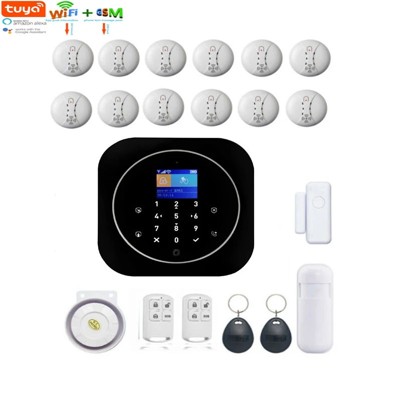 

Yobang Sec WiFi GSM GPRS Home Burglar Intelligent Security Wireless Alarm System Tuya APP Remote Control Smoke Fire Alarm Sensor