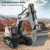 Realistic Simulation RC Excavator 680 Degree Rotation 22-CH Alloy Bucket Flexible Boom LED Light 30Mins Endurance Alloy RC Truck 2