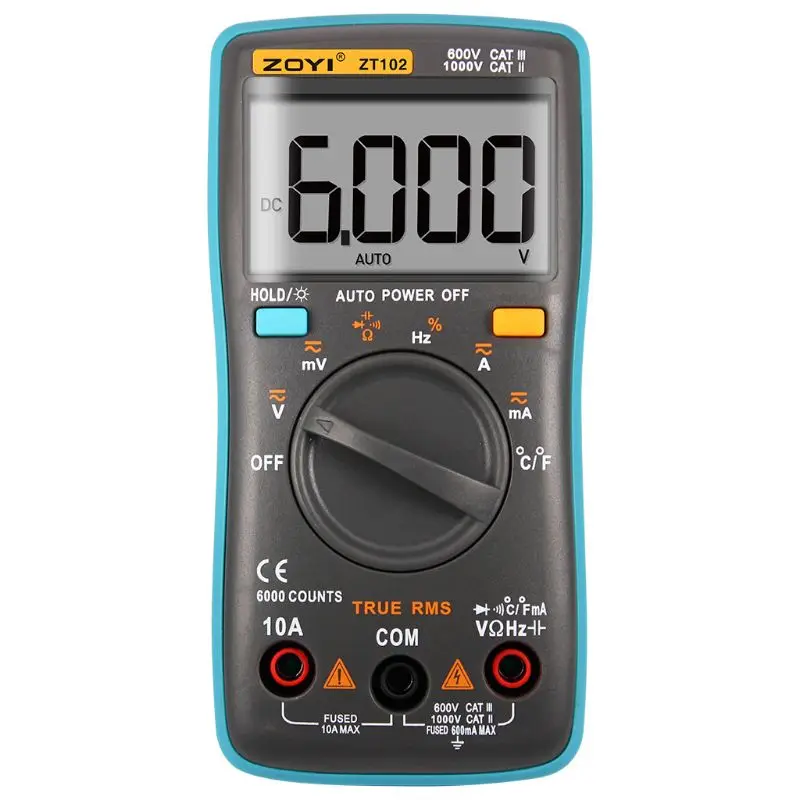 

Цифровой мультиметр ZOYI ZT102 Ture RMS A-C/D-C тестер емкости напряжения и тока