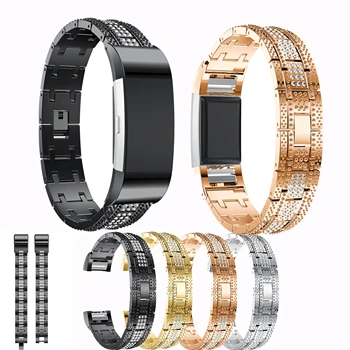 

For Fitbit Charge 2 five beads with diamonds in the middle watch bands for Fitbit Charge 2 fashion smart watch strap accessories