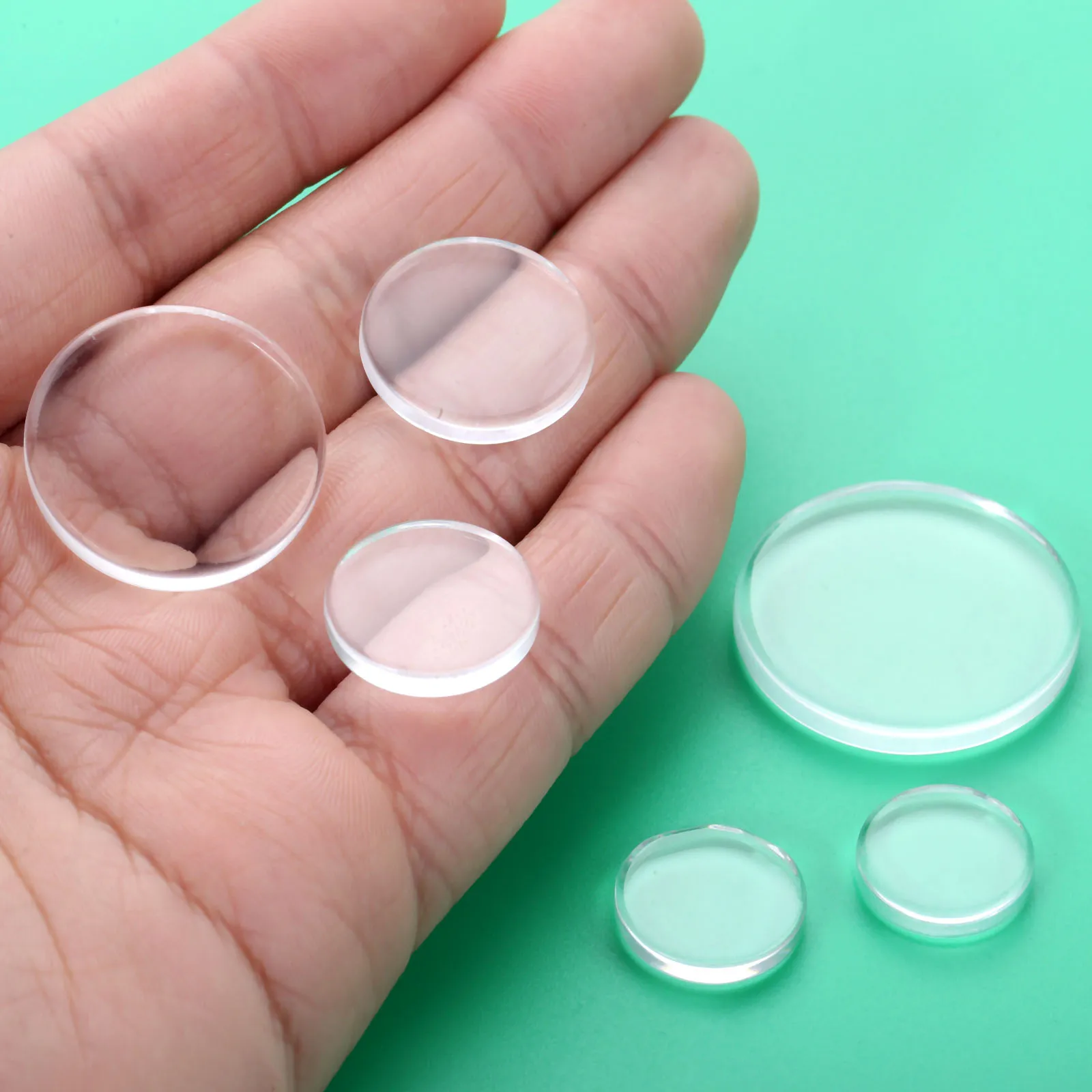 100/50/20/10/5pcs Transparent Glass Refrigerator Sticker Both Side Flat Round Clear Glass Cabochon Handmade Jewelry Accessories