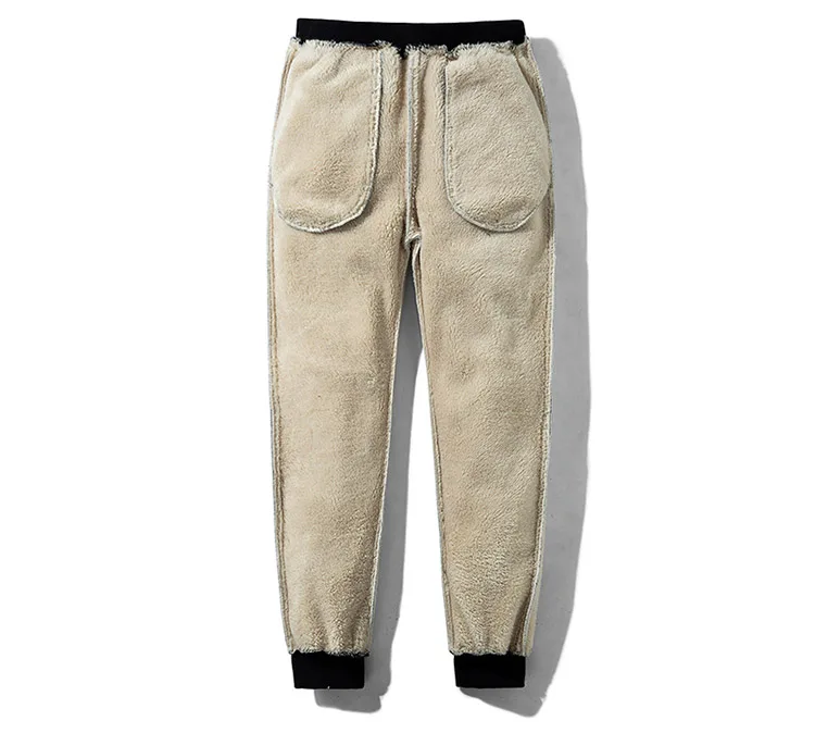 Plus Size Men Winter Pants Solid Flashions Mens Warm Pants For Winter Causal Fleece Men Grey/Black Sweatpants Joggers Elastic