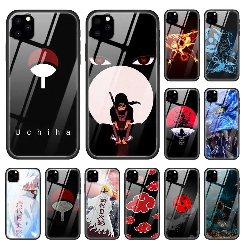 

Naruto Ultimate Ninja Logo Case for Apple iphone 11 Pro XR XS Max X 7 8 6 6S Plus Tempered Glass + Black Silicone Phone Covers