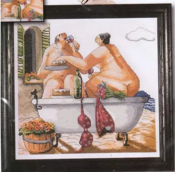 

Higher Cotton 14CT Cross Stitch Stitches Embroidery Kits Funny Bath Eeating Design Works 40x40cm CS-303WM FREE shipping