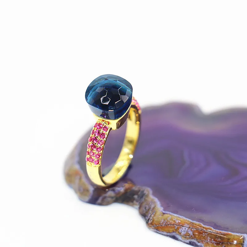 

2021 Fashion Candy Style Ring Of 4 Colours Choose Crystal With Red Zircon Gold Plated Rings For Friends Best Festival Gift