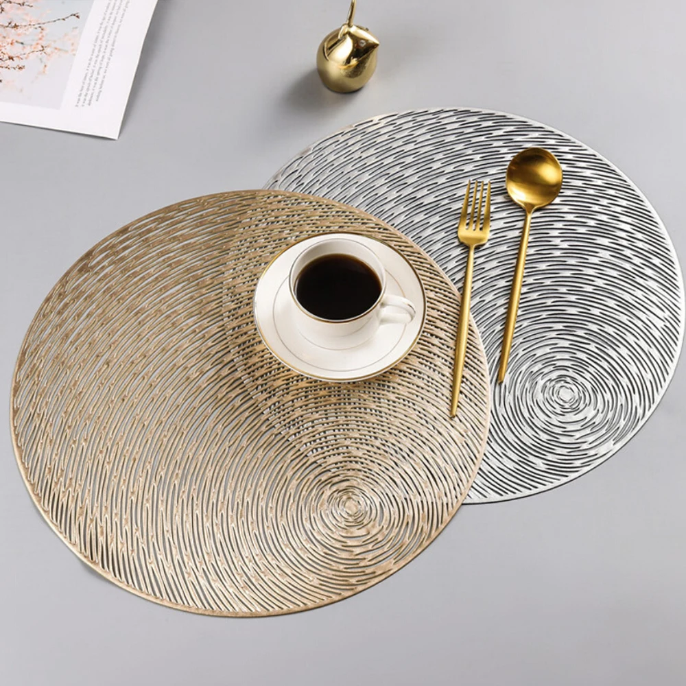

1 Pcs Round Hollow Insulation Pad Tableware Hotel Restaurant Non-slip Coffee Cup Mat Environmentally Friendly Pvc Placemat