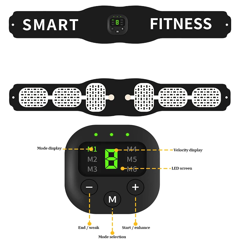 Умный EMS тренажер для мышц брюшного пресса, стимулятор ABS, стикер для домашнего спортзала, для похудения, сжигания жира, фитнеса, зарядка через USB
