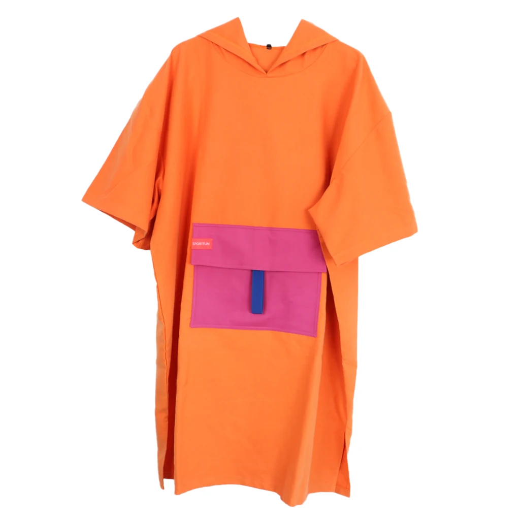 Adult Orange Пончо для серфинга, пеленальный Халат с капюшоном и карманом, микрофибра, Пеленальное полотенце, несколько цветов, пеленальный халат для серфинга - Цвет: Adult Orange