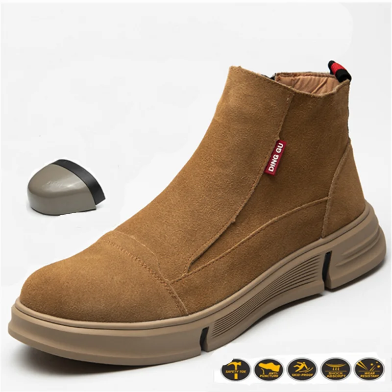 Men's Leather Welder Shoes Steel Toe Welding Boots Waterproof Work Safety Shoes 