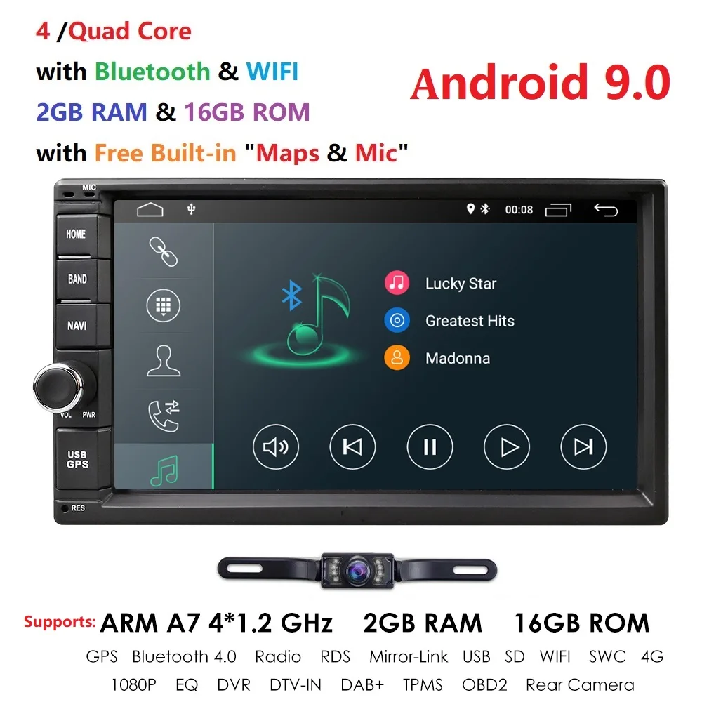 Top Double DIN Android 9.0 Car Multimedia Player No DVD OBD2 MP5 Touch Screen Digital Display Bluetooth USB Autoradio WIFI DVR 0 Top Double DIN Android 9.0 Car Multimedia Player No DVD OBD2 MP5 Touch Screen Digital Display Bluetooth USB Autoradio WIFI DVR 0