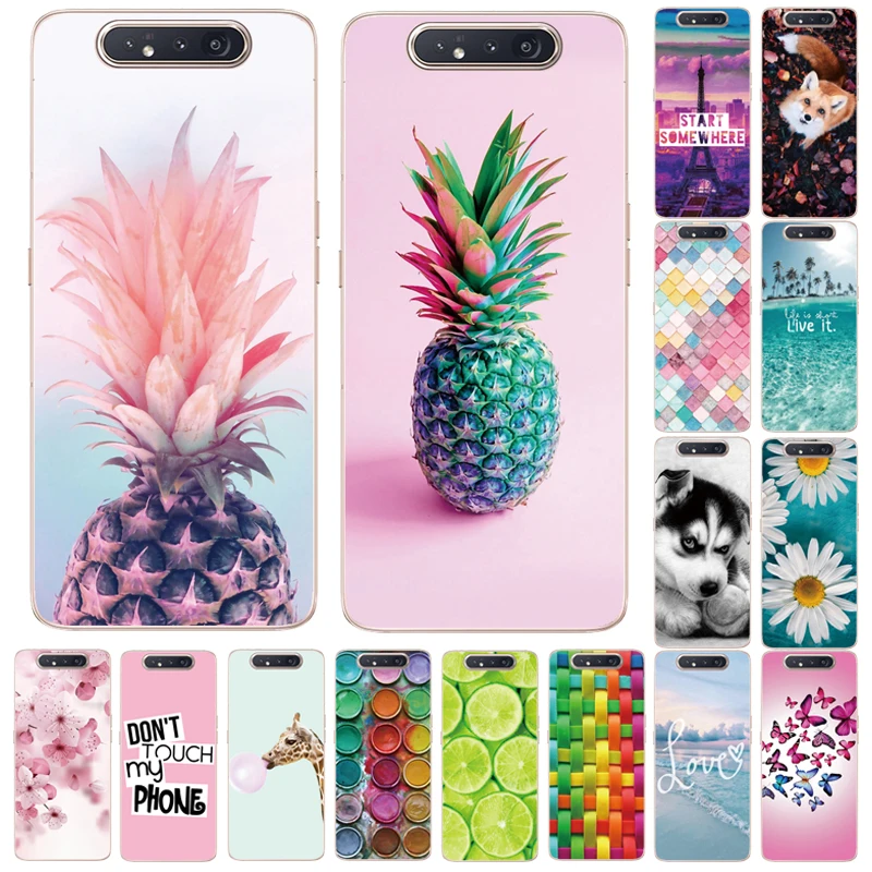 For Samsung A80 Case Silicone Painted Phone Back Coque Soft TPU Cover Galaxy A 80 A805 SM-A805F A805F Cases Capa | Мобильные