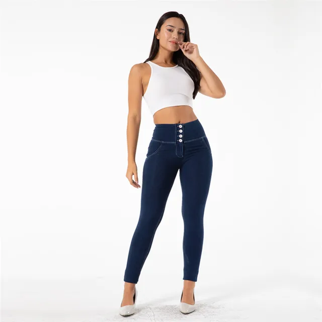 Butt Lift Jeans High Rise Stretch Pantalon Mujer Push Up Jeans With Buttons Streetwear 3