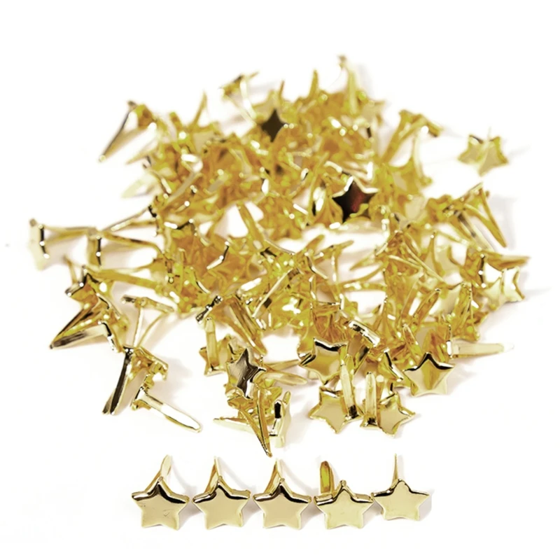 100 Pcs/Pack Multi-purpsoe Star-shaped Metal Pushpins Set Classic Gold Thumb Tacks Set for Office School Bulletin Boards push pins