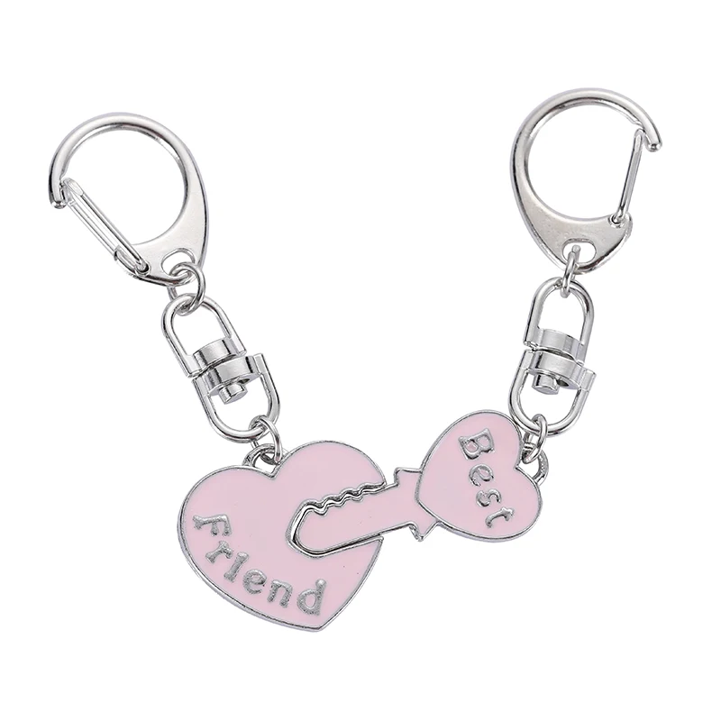 Piece Set Best Friend Keychain Black Pink Heart Lock Key Gift