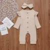 Baby Spring Autumn Clothing Newborn Baby Girl Boy Ribbed Clothes Knitted Cotton Romper Jumpsuit Solid 2PCS Outfits ► Photo 2/6