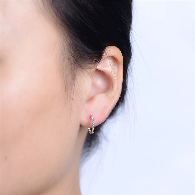 Valentine Day 925 Sterling Silver Earrings rainbow CZ Devil's Eye Stud Earrings For Women Silver Jewelry Brincos gift A30