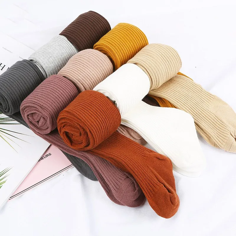 Autumn Baby Tights Baby Girl Ribbed Stockings Winter Kid Cotton Warm Pantyhose Girls Solid Candy Color Tight Toddler 0-4Years kids pantyhose solid color pantyhose toddler tights