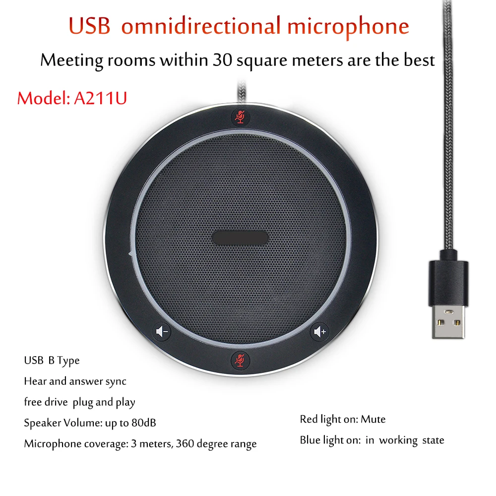 A211U USB digital omnidirectional conference Table Top Meeting MIC live