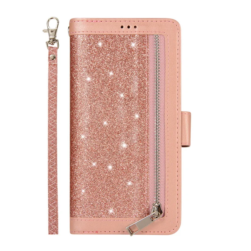Rose Gold Блестящий Шикарный чехол бумажник c застежкой для huawei P30 P20 Pro mate 20 10 Lite Роскошный кожаный чехол для huawei mate 20 mate 10 P 30 - Цвет: Rose Gold