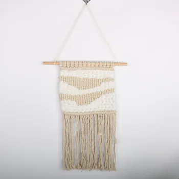 

Handwoven Nordic Tapestry Tassel Wall Hanging Decoration Cotton Hand-Knit Icelandic Macrame Room Decor Wedding Backdrop Decor