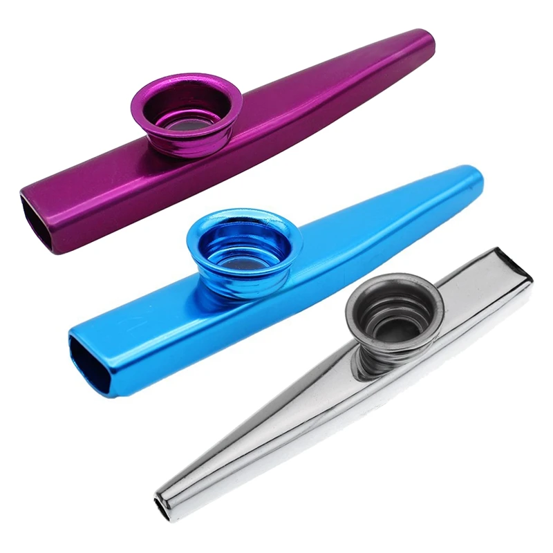 

Kazoo Aluminum Alloy Metal With 5 Pcs Gifts Flute Diaphragm For Children Music-Lovers, Purple & Blue & Silver(3 Set)